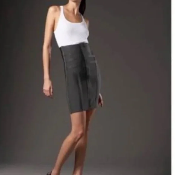 Herve Leger High Waist Zip Front Bandage Skirt